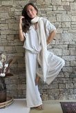 Basso Button Drape Cap Sleeve Shirt Calico